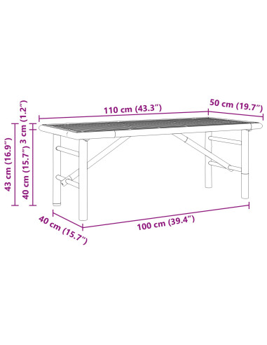 Tavolino da salotto Marrone 110 x 50 x 43 cm Bambù