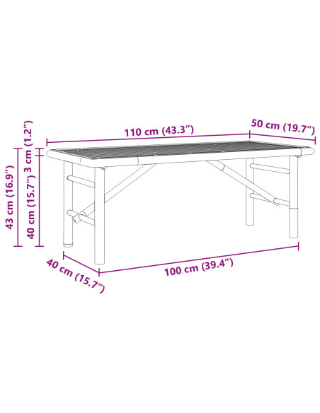 Tavolino da salotto Marrone 110 x 50 x 43 cm Bambù