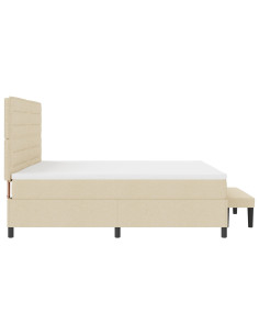 Letto a molle con materasso Crema 200 x 200 cm Tessuto 2