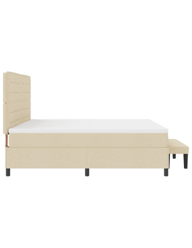 Letto a molle con materasso Crema 200 x 200 cm Tessuto