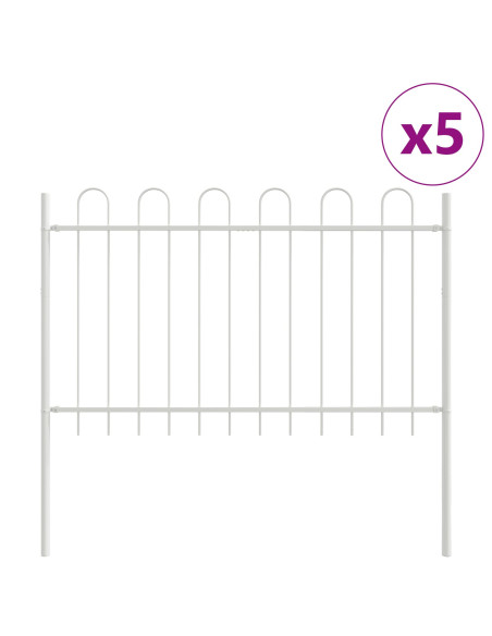 Recinzione da Giardino Bianca con Parte Superiore a Cerchio, 8.5x1 m, Acciaio