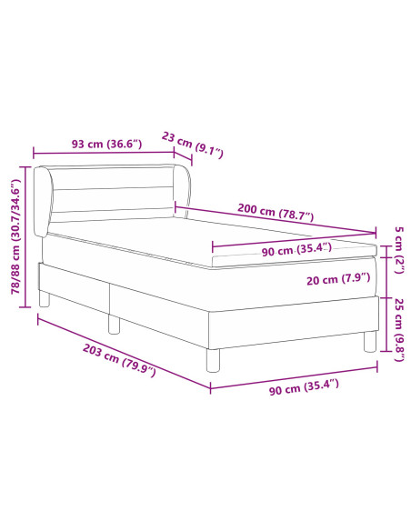 Letto a box con materasso  Grigio chiaro 90x200 cm Tessuto
