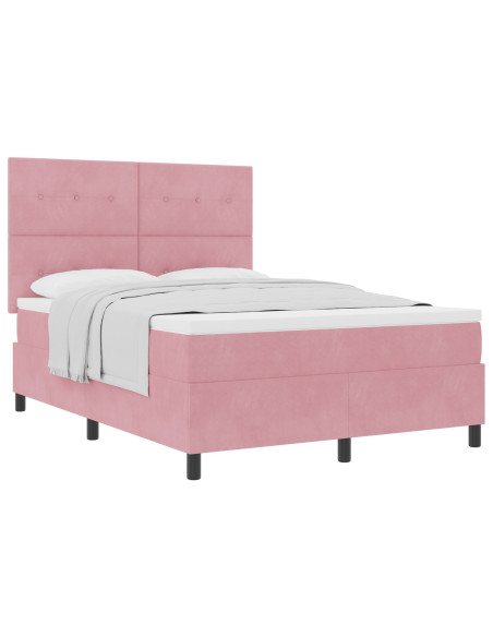 Letto Box Spring con Materasso Rosa 140x200 cm Velluto