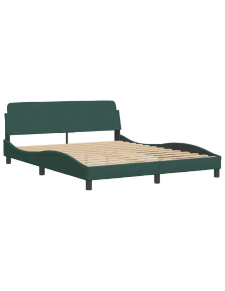Giroletto con Luci LED Verde Scuro 160x200 cm in Velluto