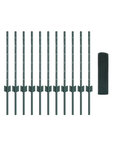 Recinzione in filo saldato  con 11 pali a U Verde 0.6x25 m Acciaio