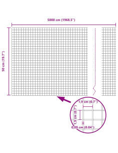 Recinzione con Posto Verde 0,5 x 50 m Acciaio e PVC