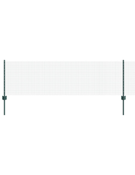 Recinzione in Rete Saldata  con 11 Pali a U Verde 0.6x25 m Acciaio