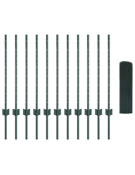 Recinzione in Filo Saldato  con 11 U Post Verde 0.8x25 m Acciaio