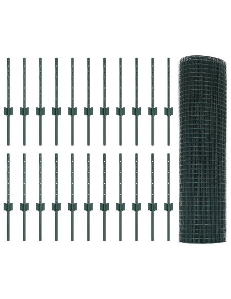 Recinzione in Filo Saldato  con 22 Post U Verde 0.4x50 m Acciaio