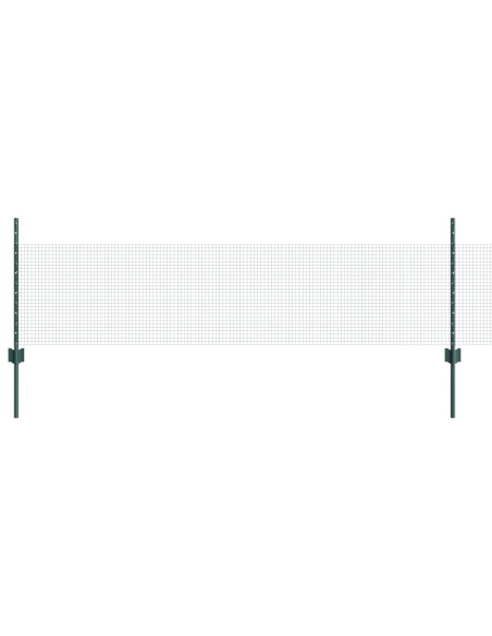 Recinzione in Filo Saldato  con 22 Pali U Verde 0.5x50 m Acciaio