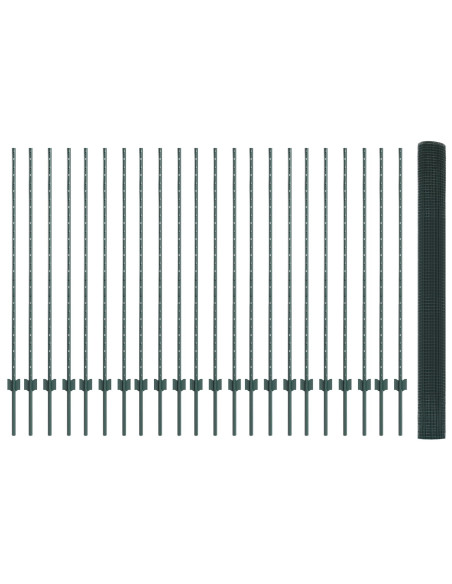 Recinzione in Rete Saldato  con 22 Post U Verde 1.4x50 m Acciaio
