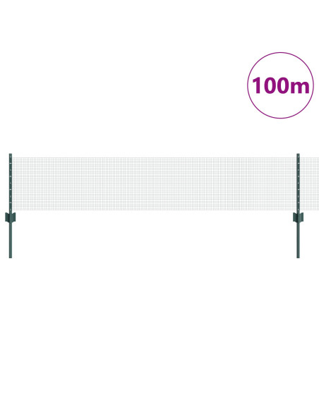 Recinzione in Filo Saldato  con 44 Post U Verde 0.4x100 m Acciaio