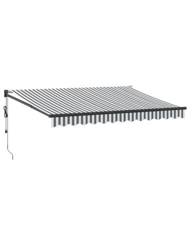 Tenda Retrattile Antracite e Bianca 3,5x2,5m Tessuto/Alluminio