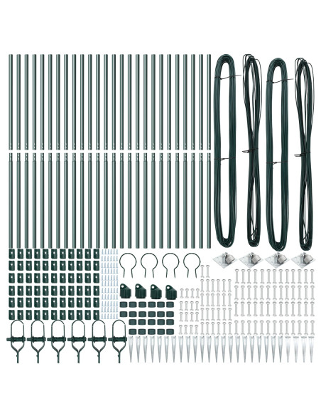 Pali di Recinzione  con Punta 26 pcs Ø32 mm 160 cm Acciaio Zincato