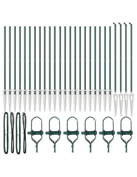 Pali di Recinzione  con Punta 26 pcs Ø32 mm 160 cm Acciaio Zincato