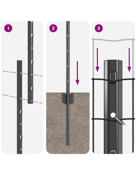 Set di Recinzione da Giardino  Set di 2 Grigio Metallo Standard