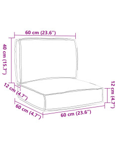 Set di Cuscini per Pallet 2 pcs Grigio Tessuto Oxford 2