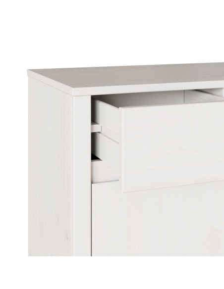 Credenza ""DRAMMEN"" Bianca 114x43x75,5 cm in Legno Massello di Pino