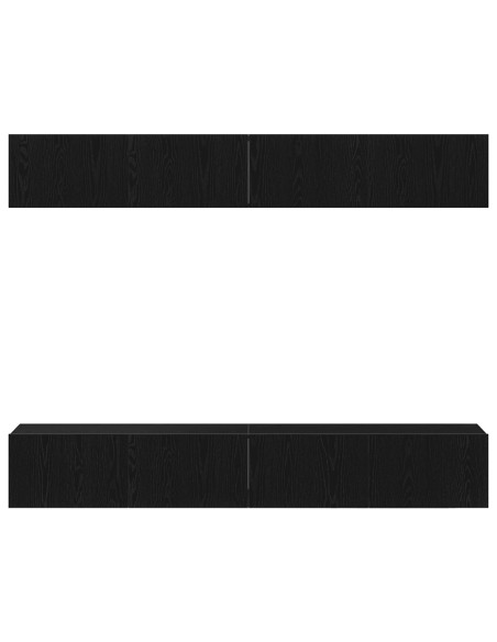 Set di mobili per TV a parete in 4 pezzi di  in legno ingegnerizzato nero rovere