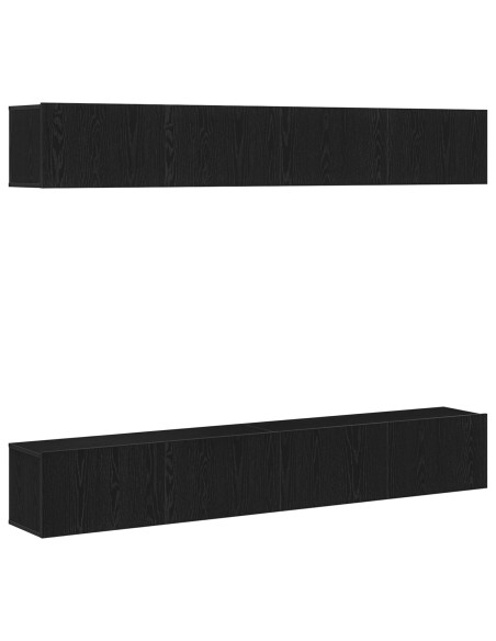 Set di mobili per TV a parete in 4 pezzi di  in legno ingegnerizzato nero rovere