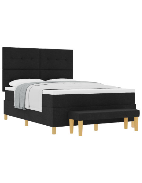 Letto a Box Spring  con Materasso e Panchina Nero 140x200 cm Tessuto