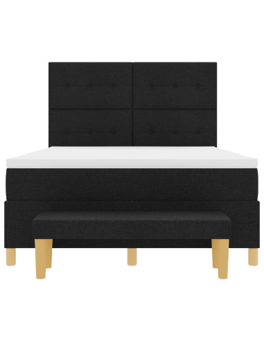 Letto a molle con materasso Nero 140 x 200 cm Tessuto