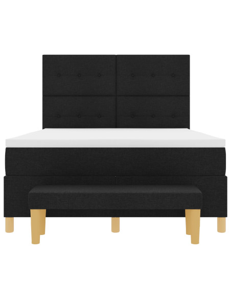 Letto a Box Spring  con Materasso e Panchina Nero 140x200 cm Tessuto