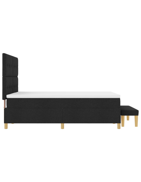 Letto a Box Spring  con Materasso e Panchina Nero 140x200 cm Tessuto