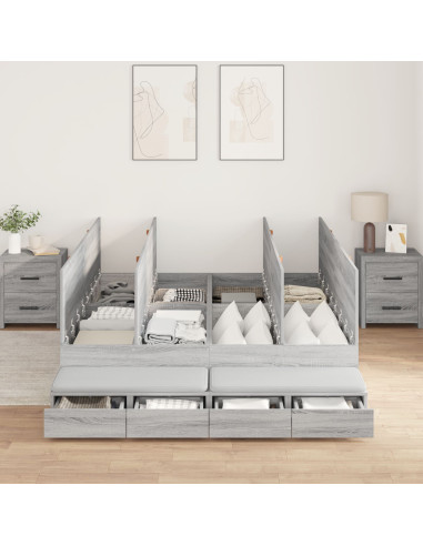 Struttura letto con contenitore Grigio Sonoma 150 cm