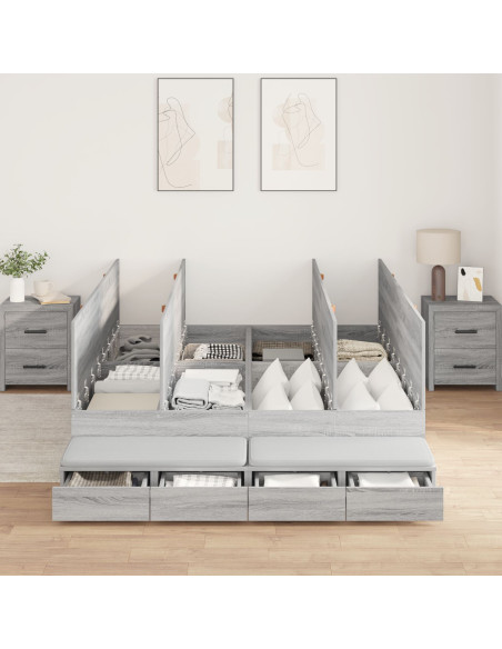Struttura letto con contenitore Grigio Sonoma 150 cm