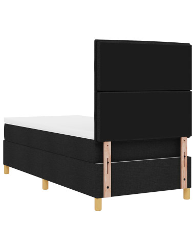 Letto a molle con materasso Nero 90 x 200 cm Tessuto