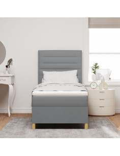 Letto a molle con materasso Grigio chiaro 90 x 200 cm Tessuto 2