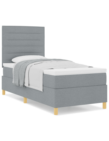 Letto a molle con materasso Grigio chiaro 90 x 200 cm Tessuto