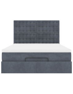 Struttura Letto Pouf con Materassi 140x200 cm in Velluto 2