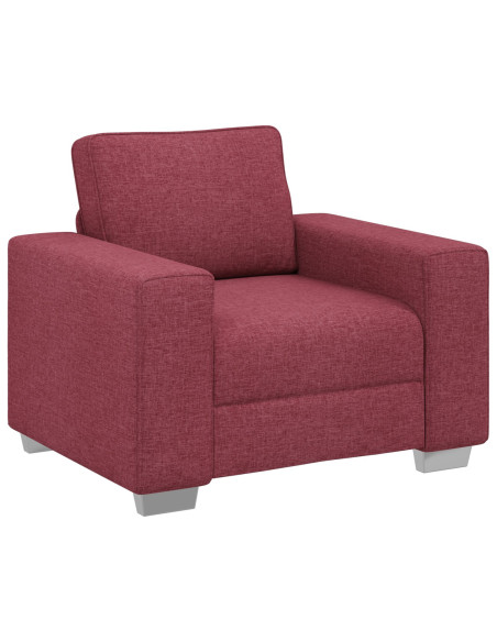 Set divano 3 pezzi con cuscini color rosso vino in tessuto