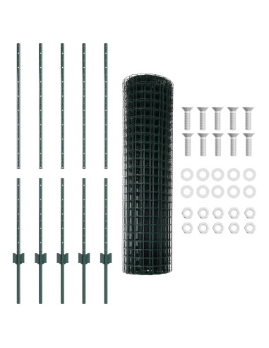 Recinzione con Posto Verde 1,2 x 10 m Acciaio e PVC