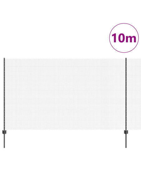 Recinzione in Rete Saldata  con 10 Pali U Grigio 1.4x10 m Acciaio