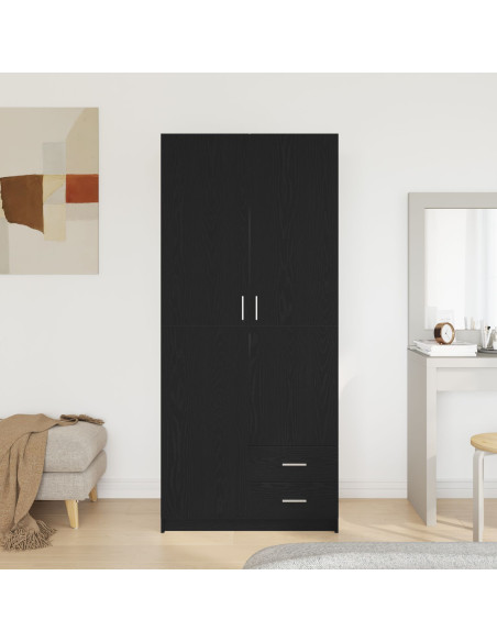 Armadio  Nero Rovere 80x52x180 cm in Legno Ingegnerizzato
