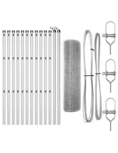 Palo della recinzione Argento 25 x 0,4 m (rete 16 x 16 mm)