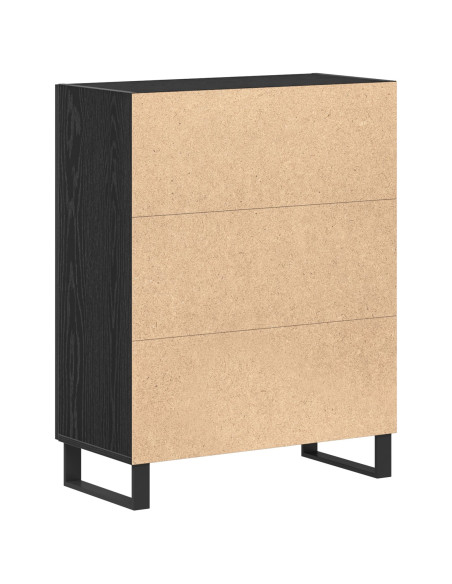 Credenza Nero Rovere 69,5x34x90 cm Legno ingegnerizzato