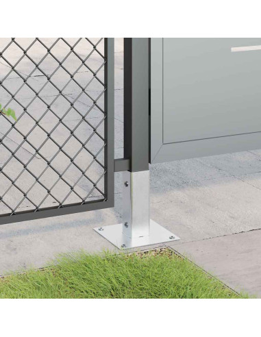 Basi per Pali Quadrate 12 pz Argento 46x46 mm Acciaio Zincato