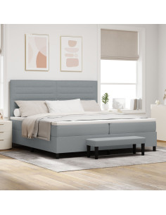 Letto a molle con materasso Grigio chiaro 200 x 200 cm Tessuto
