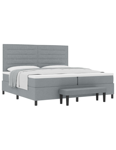 Letto a molle con materasso Grigio chiaro 200 x 200 cm Tessuto