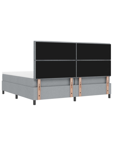 Letto a molle con materasso Grigio chiaro 200 x 200 cm Tessuto