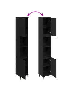 Mobile da Bagno Rovere Nero 30 x 30 x 190 cm Legno multistrato 2