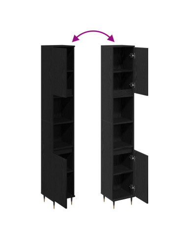 Mobile da Bagno Rovere Nero 30 x 30 x 190 cm Legno multistrato