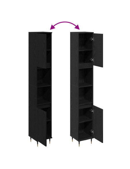 Mobile da Bagno Rovere Nero 30 x 30 x 190 cm Legno multistrato