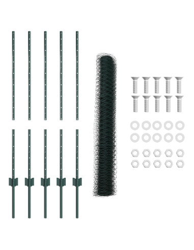 Recinzione con Posto Verde 1 x 10 m Acciaio e PVC