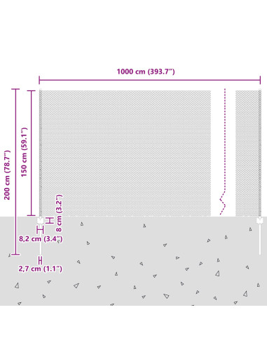 Recinzione con Posto Verde 1,5 x 10 m Acciaio e PVC