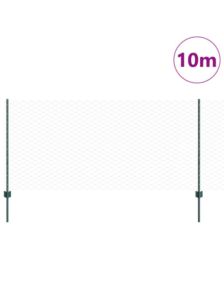 Pali di Recinzione 5 pezzi U-Channel Verde 100 cm Acciaio,  Recinzione Esagonale Verde 1x10 m Acciaio